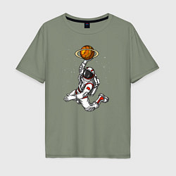 Футболка оверсайз мужская Космический баскетболист, цвет: авокадо