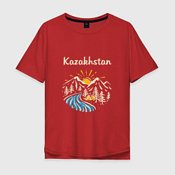 Футболка оверсайз мужская Kazakhstan Nature, цвет: красный