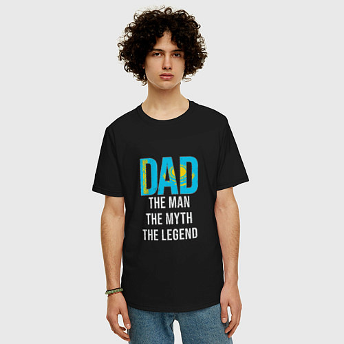 Мужская футболка оверсайз Kazakhstan Dad / Черный – фото 3