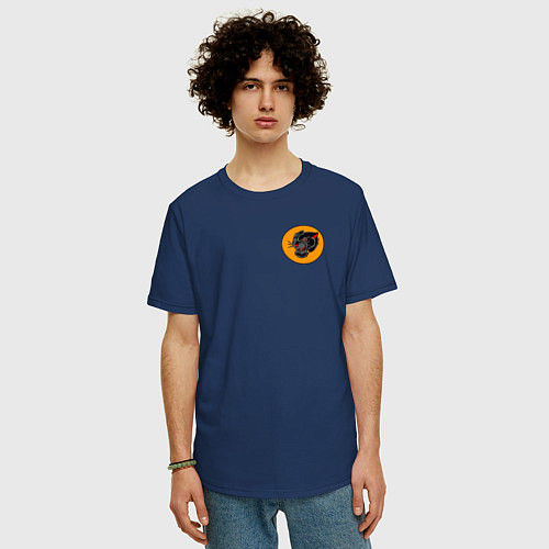 Мужская футболка оверсайз Old School Panter / Тёмно-синий – фото 3