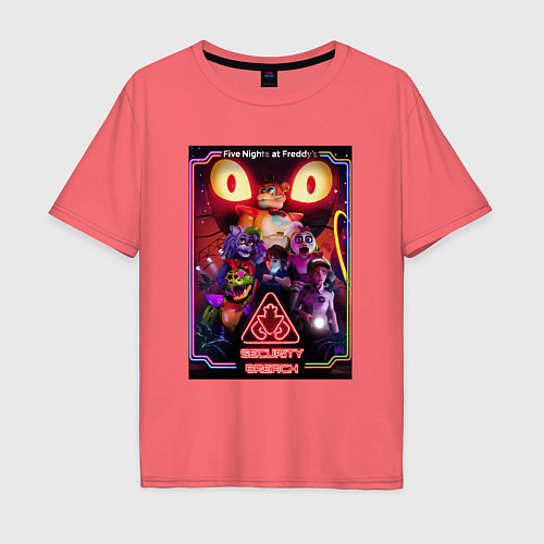 Мужская футболка оверсайз Five Nights at Freddys 5 poster / Коралловый – фото 1