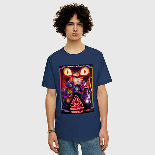 Мужская футболка оверсайз Five Nights at Freddys 5 poster / Тёмно-синий – фото 3