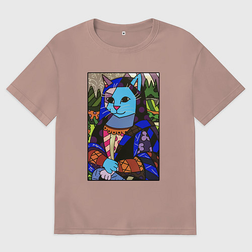 Мужская футболка оверсайз Ромеро Бритто Mona Cat / Пыльно-розовый – фото 1