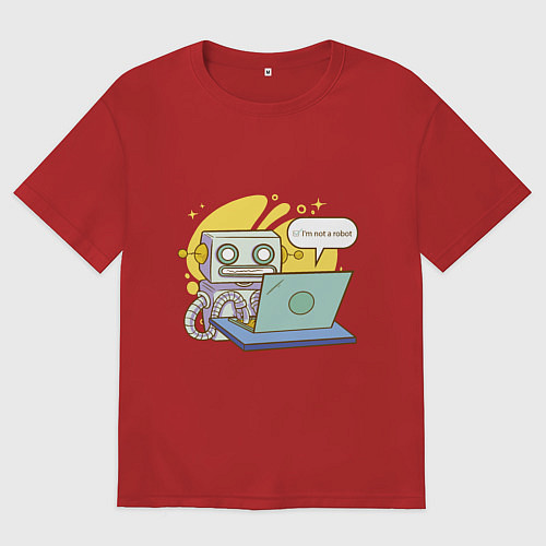 Мужская футболка оверсайз Я не робот Програмерский мем / Красный – фото 1