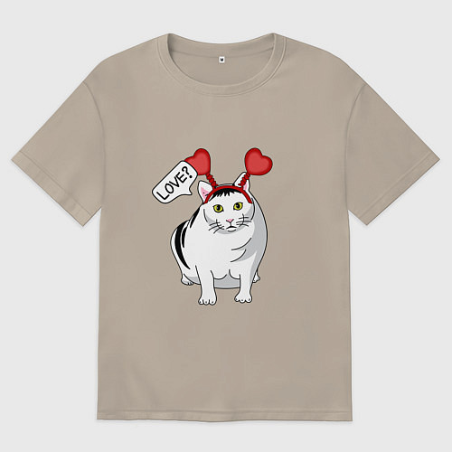 Мужская футболка оверсайз Кот Бендер Мем Love / Миндальный – фото 1