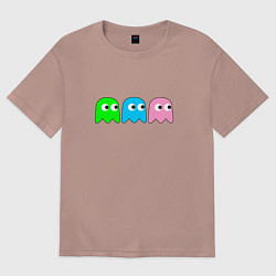 Футболка оверсайз мужская Pac man - play Для двоих, цвет: пыльно-розовый