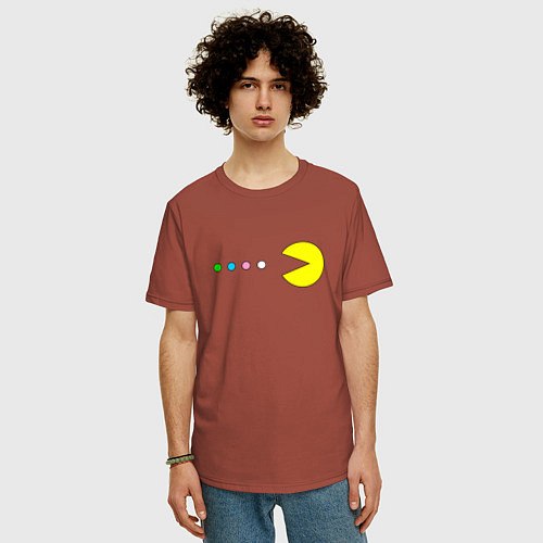 Мужская футболка оверсайз Pac - man Для пары / Кирпичный – фото 3