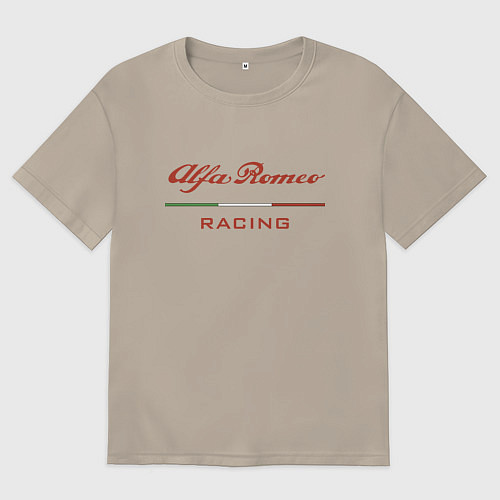 Мужская футболка оверсайз Alfa Romeo racing - logo / Миндальный – фото 1