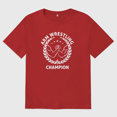 Мужская футболка оверсайз Чемпион армрестлинга / Красный – фото 1