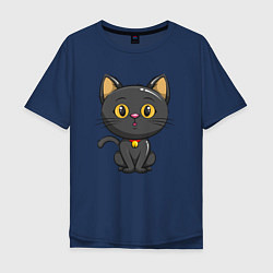 Мужская футболка оверсайз Черный маленький котенок