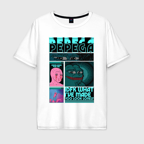 Мужская футболка оверсайз Pepega и мемы Пиксель арт / Белый – фото 1