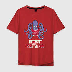 Футболка оверсайз мужская Detroit Red Wings, Детройт Ред Уингз Маскот, цвет: красный
