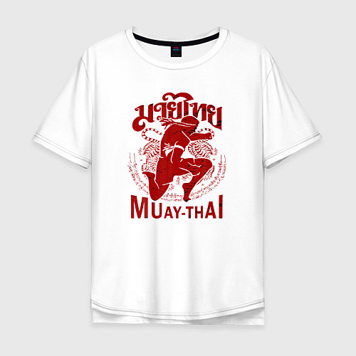 Мужская футболка оверсайз Muay Thai Thailand / Белый – фото 1