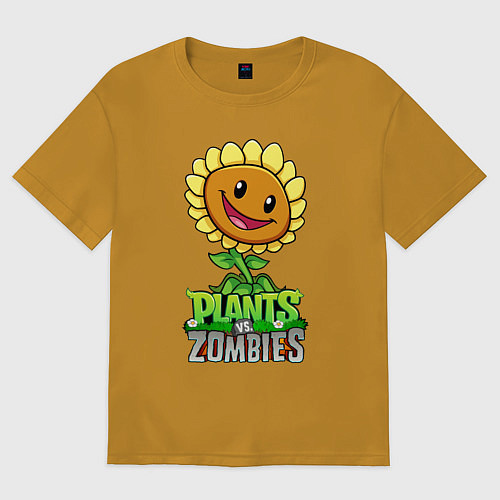 Мужская футболка оверсайз Plants vs Zombies Подсолнух / Горчичный – фото 1