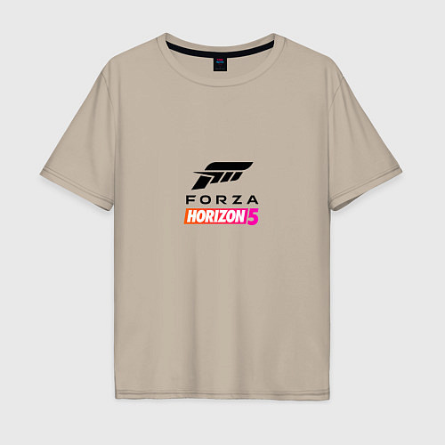 Мужская футболка оверсайз Forza Horizon 5 Logo black / Миндальный – фото 1