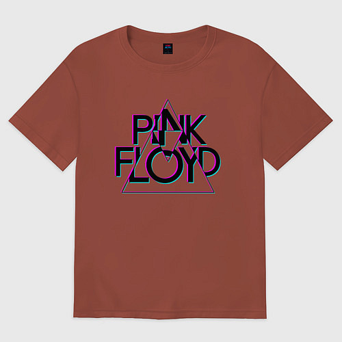 Мужская футболка оверсайз PINK FLOYD ПИНК ФЛОЙД ГЛИТЧ / Кирпичный – фото 1