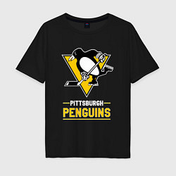 Футболка оверсайз мужская Питтсбург Пингвинз , Pittsburgh Penguins, цвет: черный