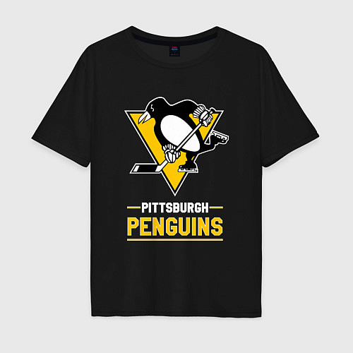 Мужская футболка оверсайз Питтсбург Пингвинз , Pittsburgh Penguins / Черный – фото 1