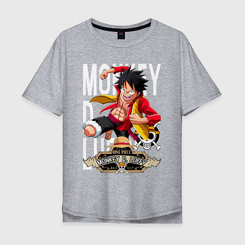 Мужская футболка оверсайз One Piece Monkey Большой Куш Манки / Меланж – фото 1