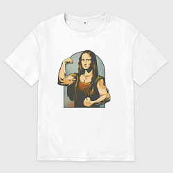 Мужская футболка оверсайз Мона Лиза и бодибилдинг