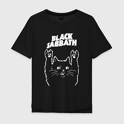 Мужская футболка оверсайз Black Sabbath Рок кот / Черный – фото 1