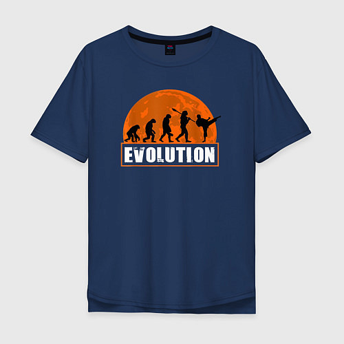 Мужская футболка оверсайз Карате эволюция / Тёмно-синий – фото 1
