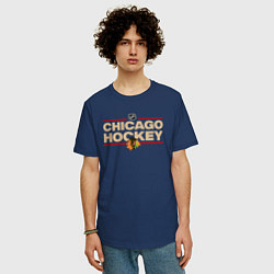 Футболка оверсайз мужская CHICAGO BLACKHAWKS NHL ЧИКАГО НХЛ, цвет: тёмно-синий — фото 2
