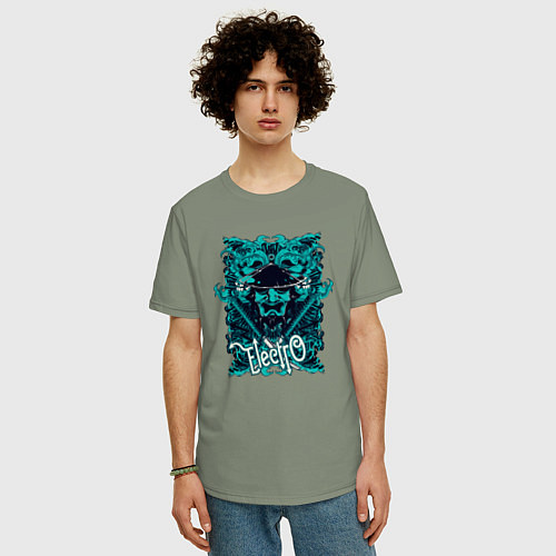 Мужская футболка оверсайз Electro Pattern / Авокадо – фото 3