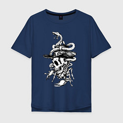 Мужская футболка оверсайз Череп, скорпион и змея