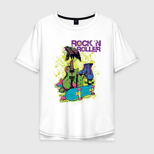 Мужская футболка оверсайз Rock n roller / Белый – фото 1