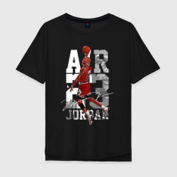 Футболка оверсайз мужская Майкл Джордан, Chicago Bulls, Чикаго Буллз, цвет: черный