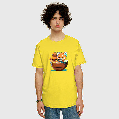 Мужская футболка оверсайз Inside Ramen Bowl / Желтый – фото 3