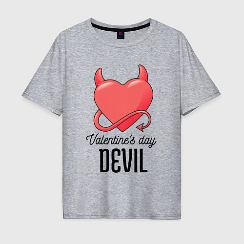 Мужская футболка оверсайз Valentines Day Devil / Меланж – фото 1
