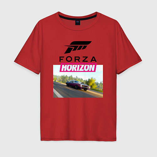 Мужская футболка оверсайз Forza Horizon 5 Plymouth Barracuda / Красный – фото 1