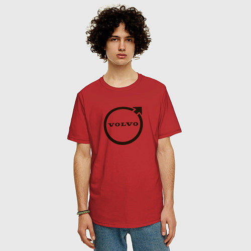 Мужская футболка оверсайз Автомобильная марка Volvo / Красный – фото 3