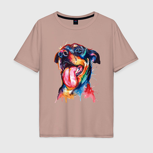 Мужская футболка оверсайз Color rottweiler / Пыльно-розовый – фото 1