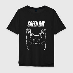 Мужская футболка оверсайз Green Day Рок кот