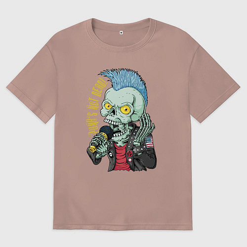 Мужская футболка оверсайз Punks not dead! Motto! / Пыльно-розовый – фото 1