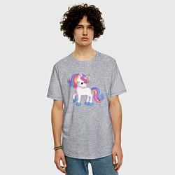Футболка оверсайз мужская Единорог unicorn, цвет: меланж — фото 2