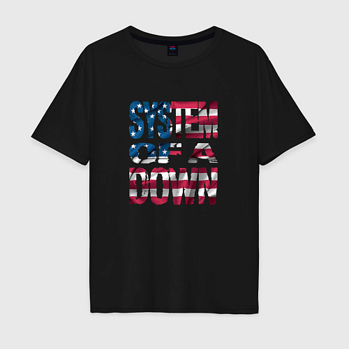 Мужская футболка оверсайз System of a Down Флаг США / Черный – фото 1