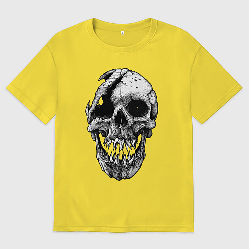 Мужская футболка оверсайз Наикрутейший черепок / Желтый – фото 1