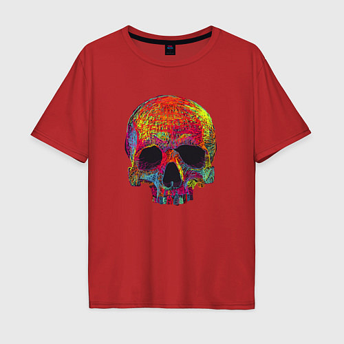 Мужская футболка оверсайз Cool color skull / Красный – фото 1