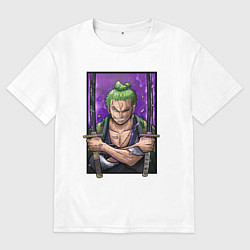 Футболка оверсайз мужская ВАН ПИС ЗОРО One Piece, цвет: белый