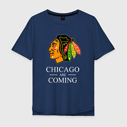 Мужская футболка оверсайз Chicago are coming, Чикаго Блэкхокс, Chicago Black