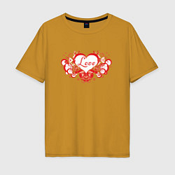 Мужская футболка оверсайз Любовное Сердце Love