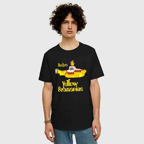 Мужская футболка оверсайз On a Yellow Submarine / Черный – фото 3