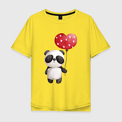 Мужская футболка оверсайз Панда с шариком в виде сердца