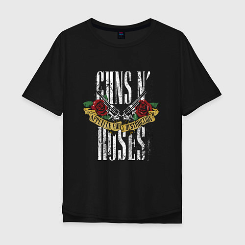 Мужская футболка оверсайз Guns N Roses Рок группа / Черный – фото 1