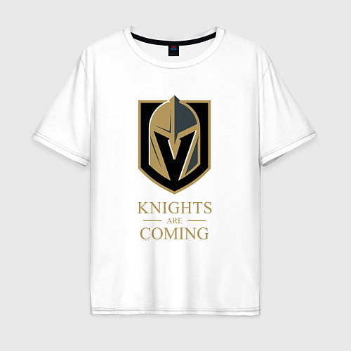 Мужская футболка оверсайз Knights are coming , Вегас Голден Найтс , Vegas Go / Белый – фото 1