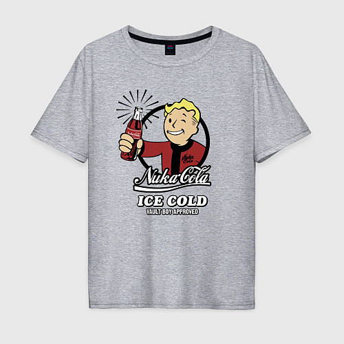 Мужская футболка оверсайз Fallout Nuka Cola Vault Boy Approved / Меланж – фото 1